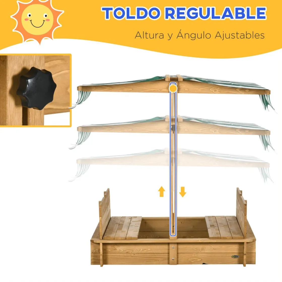 Outsunny - Arenero infantil de madera con toldo* Juguetes De Verano