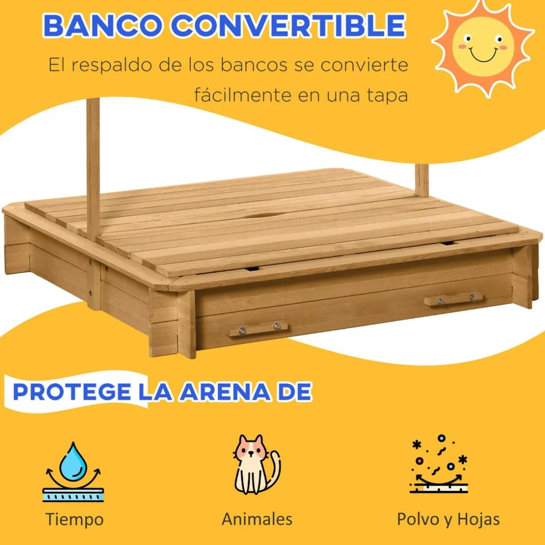 Outsunny - Arenero infantil de madera con toldo* Juguetes De Verano