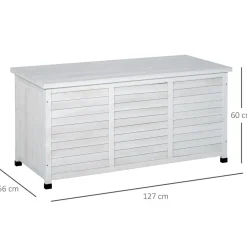 Outsunny - Baúl de jardín de madera Blanco* Estilo De Vida