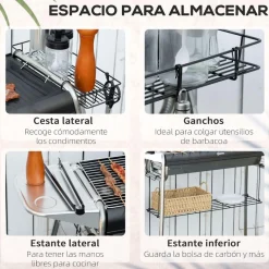 Outsunny - Barbacoa de carbón portatil con parrilla y plancha* Juguetes De Verano