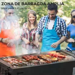 Outsunny - Barbacoa de carbón portatil con dos parrillas