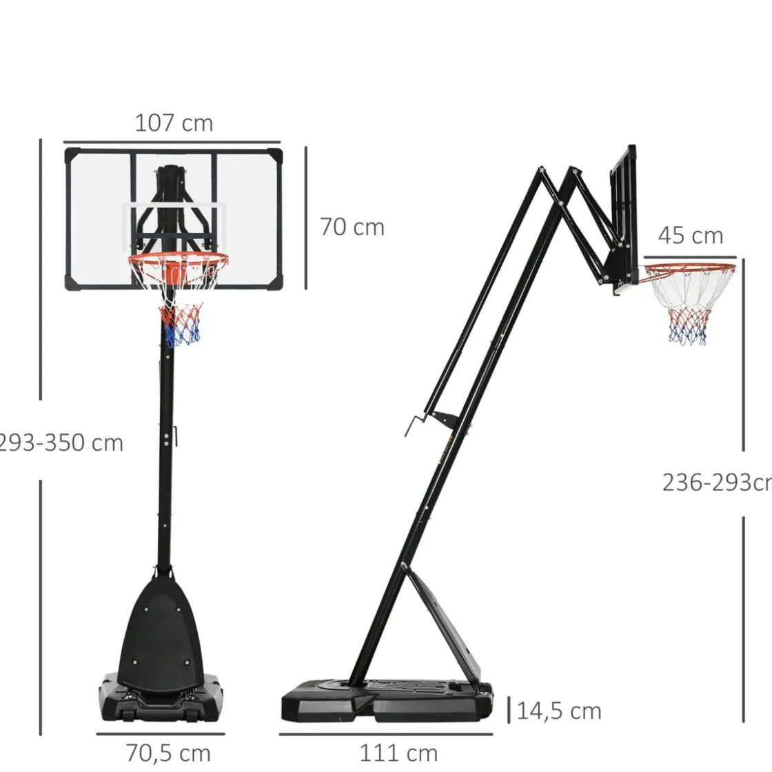 SPORTNOW Outsunny - Canasta baloncesta regulable con base