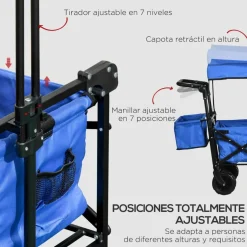 Outsunny - Carro plegable con toldo Azul