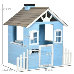 Outsunny - Casa de madera infantil Azul