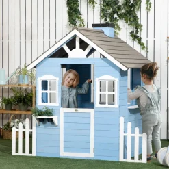 Outsunny - Casa de madera infantil Azul