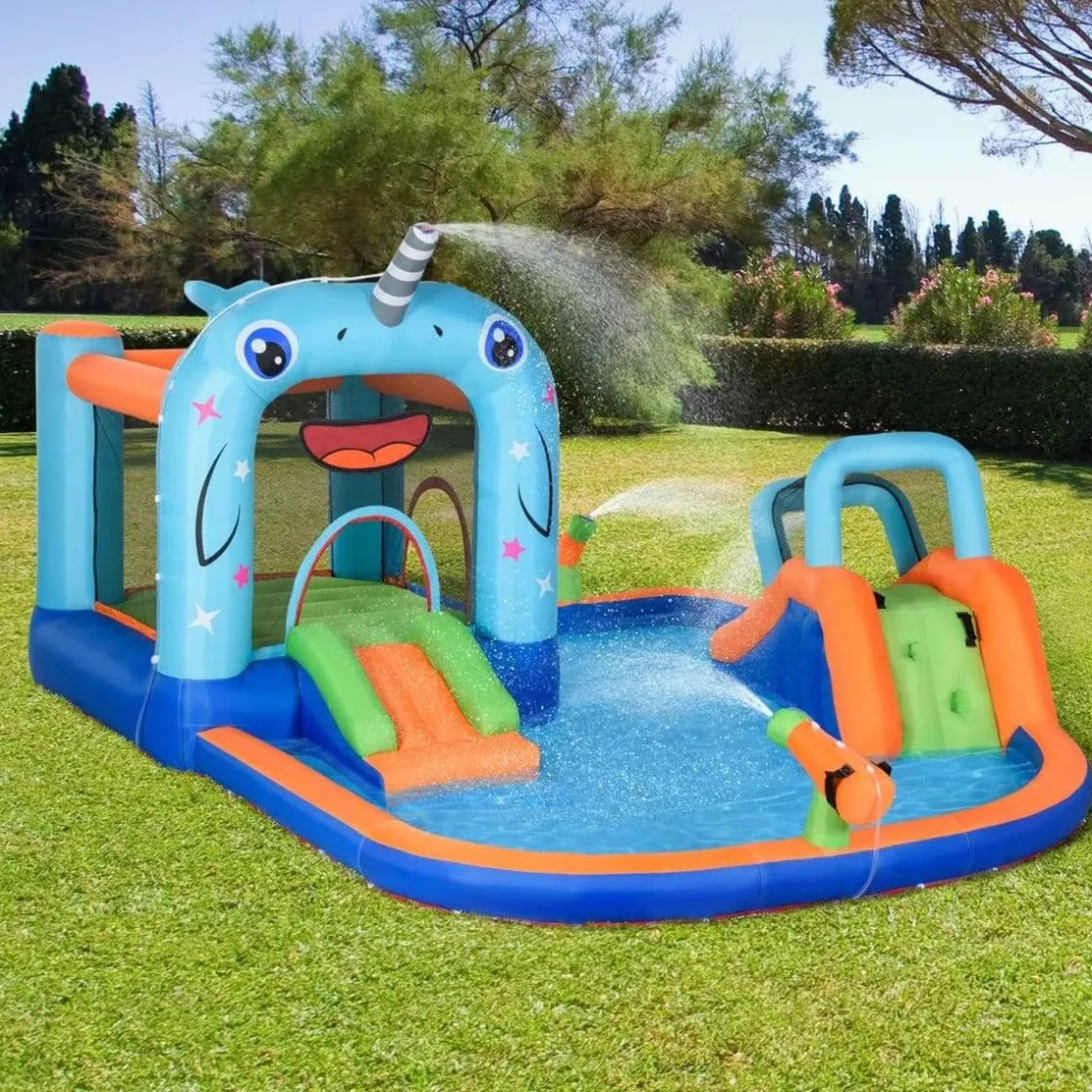 Outsunny - Castillo hinchable 5 en 1 unicornio* Castillos Hinchables