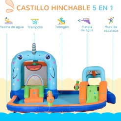 Outsunny - Castillo hinchable 5 en 1 unicornio* Castillos Hinchables