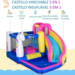 Outsunny - Castillo hinchable infantil 5 en 1* Castillos Hinchables