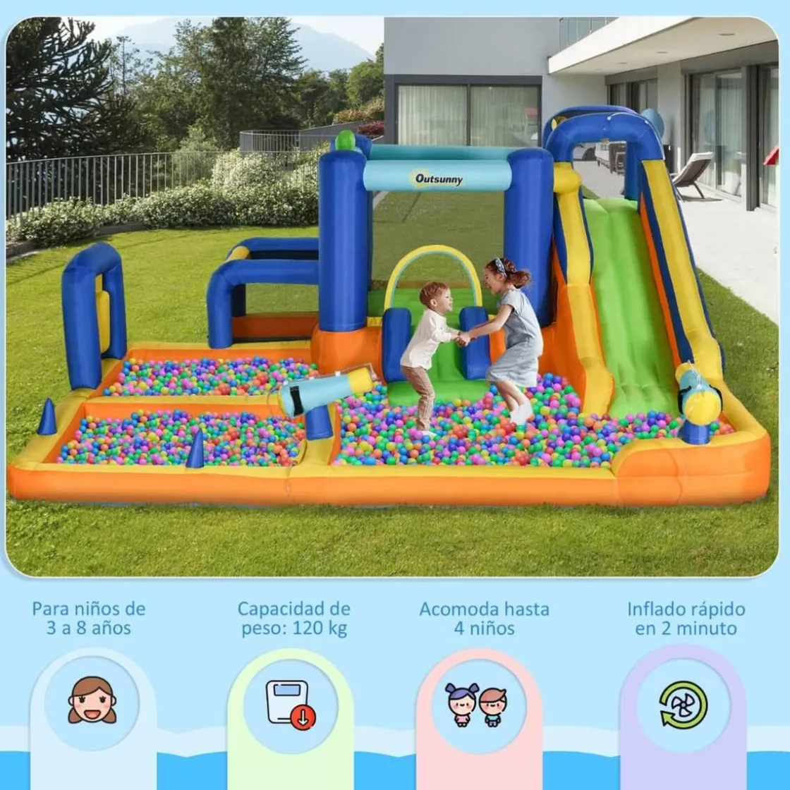 Outsunny - Castillo hinchable 7 en 1* Castillos Hinchables