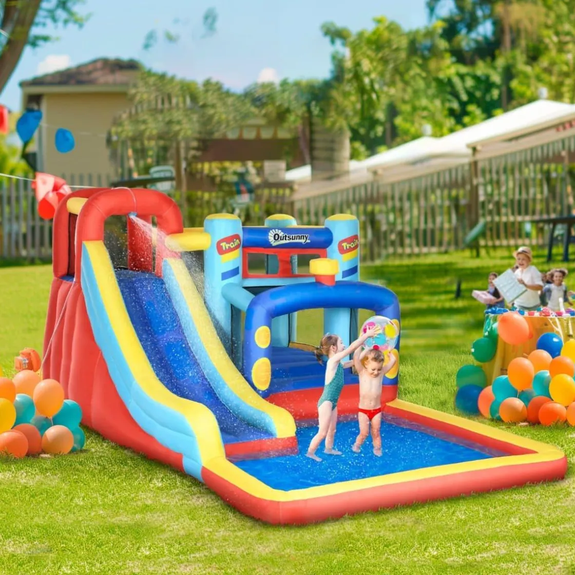 Outsunny - Castillo hinchable con inflador* Castillos Hinchables