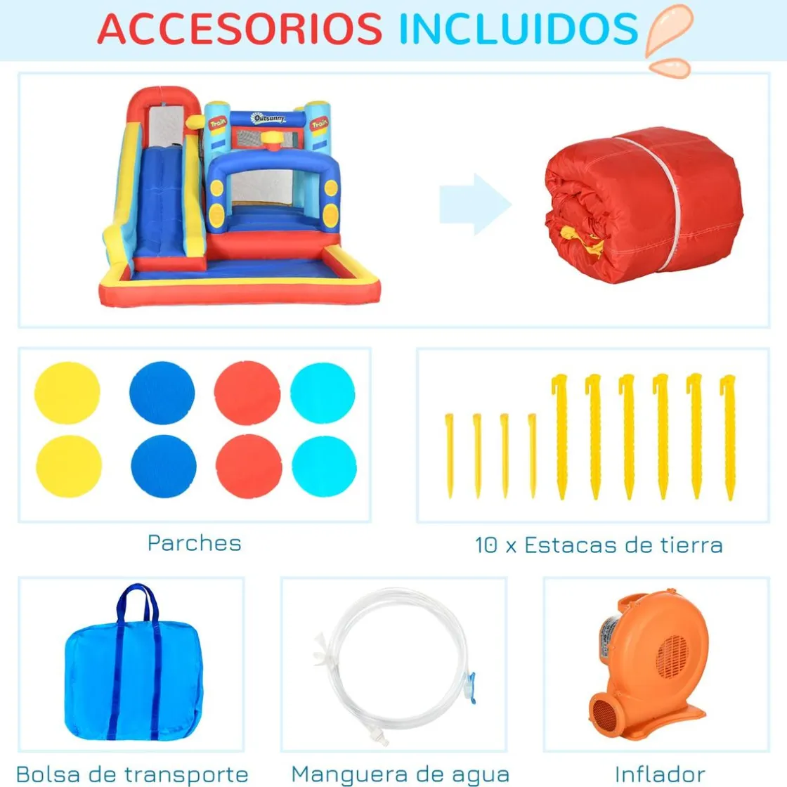 Outsunny - Castillo hinchable con inflador* Castillos Hinchables