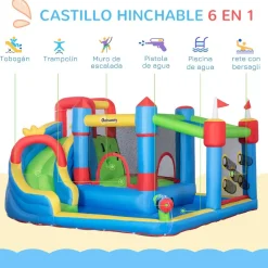 Outsunny - Castillo hinchable 6 en 1 con tobogán* Castillos Hinchables