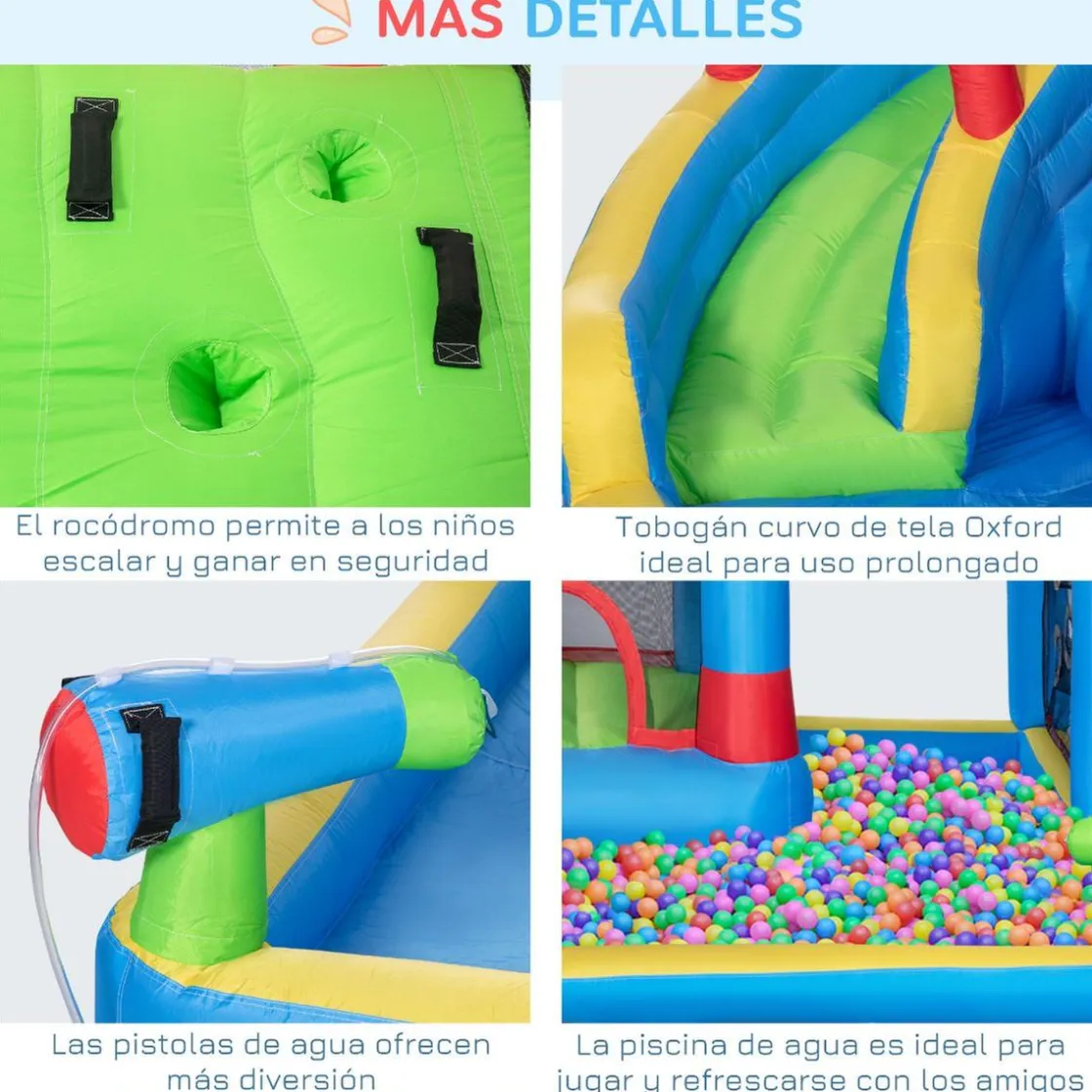 Outsunny - Castillo hinchable 6 en 1 con tobogán* Castillos Hinchables