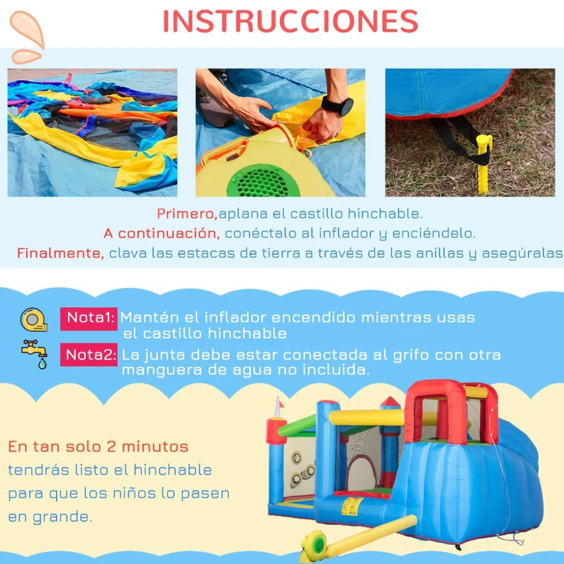 Outsunny - Castillo hinchable 6 en 1 con tobogán* Castillos Hinchables