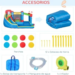 Outsunny - Castillo hinchable 6 en 1 con tobogán* Castillos Hinchables