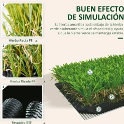 Outsunny - Césped artificial 3x1m altura de hierba 25mm* Juguetes De Verano