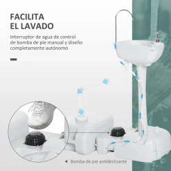 Outsunny - Lavamanos portátil con dispensador de jabón