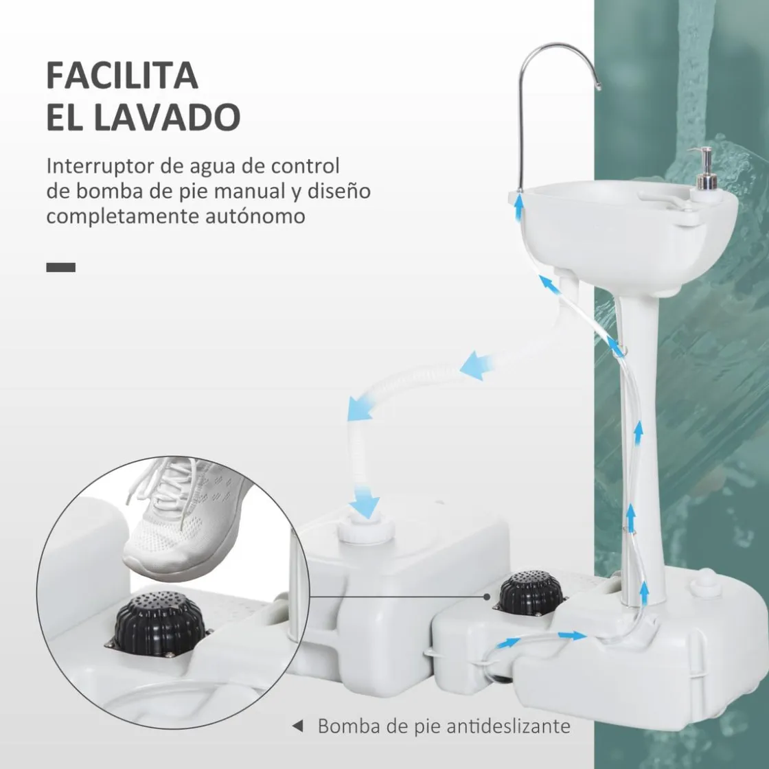 Outsunny - Lavamanos portátil con dispensador de jabón