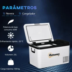 Outsunny - Nevera congelador portatil 25L Blanco