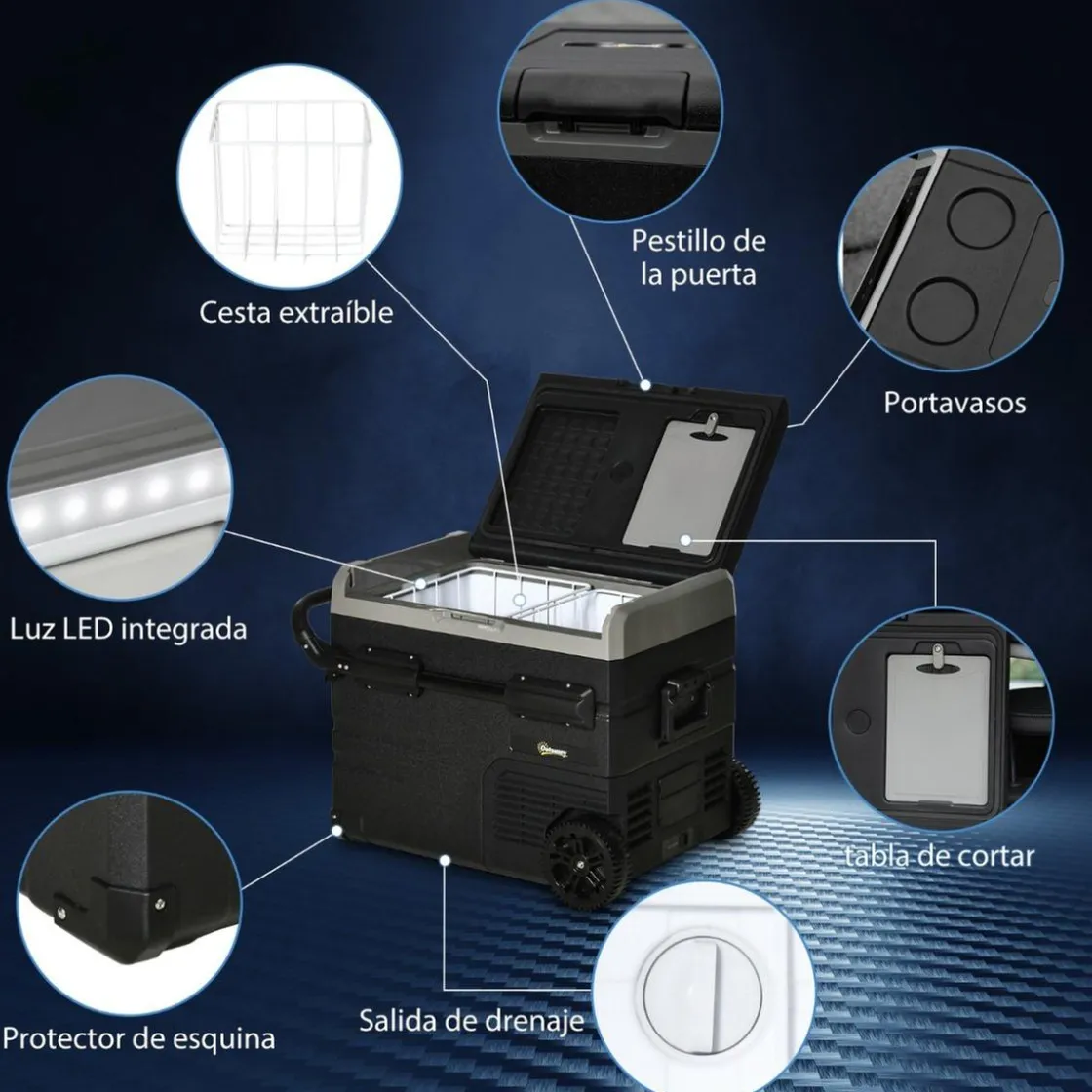 Outsunny - Nevera congelador portatil 60L Negro* Figuras De Acción