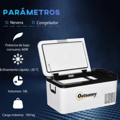 Outsunny - Nevera congelador portatil 18L Blanco