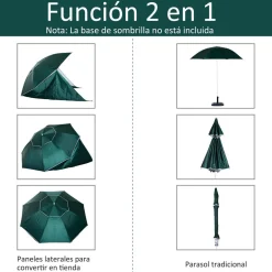 Outsunny - Parasol con dos paneles laterales Verde* Juguetes De Verano