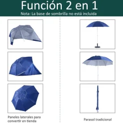 Outsunny - Parasol con dos paneles laterales Azul* Juguetes De Verano
