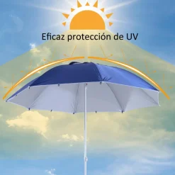 Outsunny - Parasol con dos paneles laterales Azul* Juguetes De Verano
