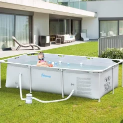 Outsunny - Piscina desmontable tubular gris 2.000 l con depuradora