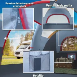 Outsunny - Tienda de campaña 455x230x180 cm Gris