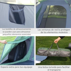 Outsunny - Tienda de campaña Pop Up 250x194x160 cm Verde