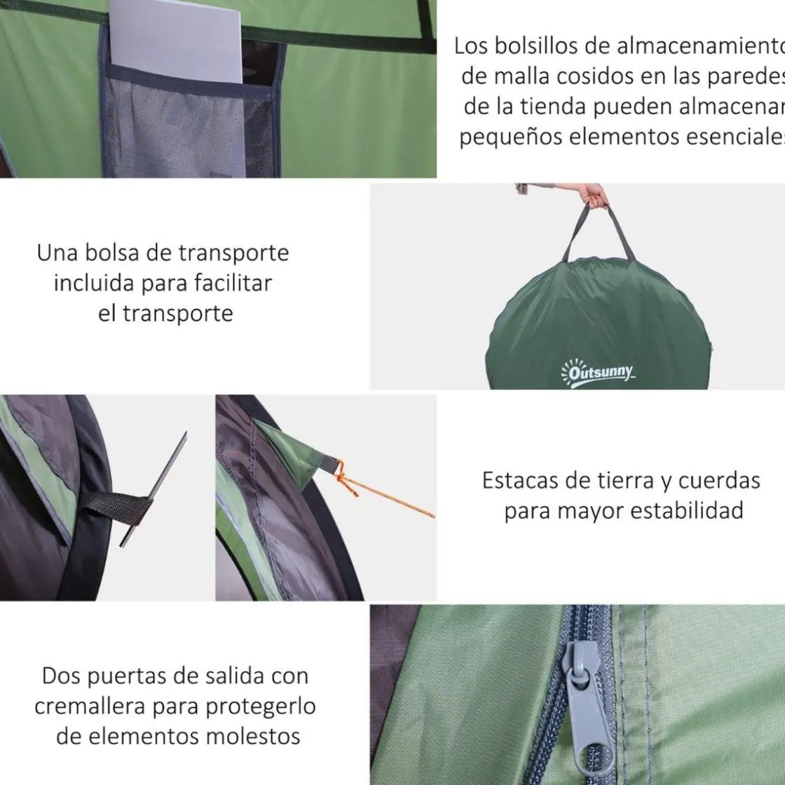 Outsunny - Tienda de campaña Pop Up 250x150x100 cm Verde