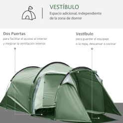 Outsunny - Tienda de campaña familiar 426x206x154 cm Verde* Juguetes De Verano