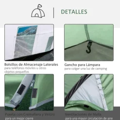 Outsunny - Tienda de campaña familiar 426x206x154 cm Verde* Juguetes De Verano