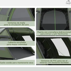 Outsunny - Tienda de campaña familiar 475x264x172 cm Verde