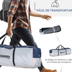 Outsunny - Tienda de camping con mosquiteras 350x350x230 cm Blanco y Azul