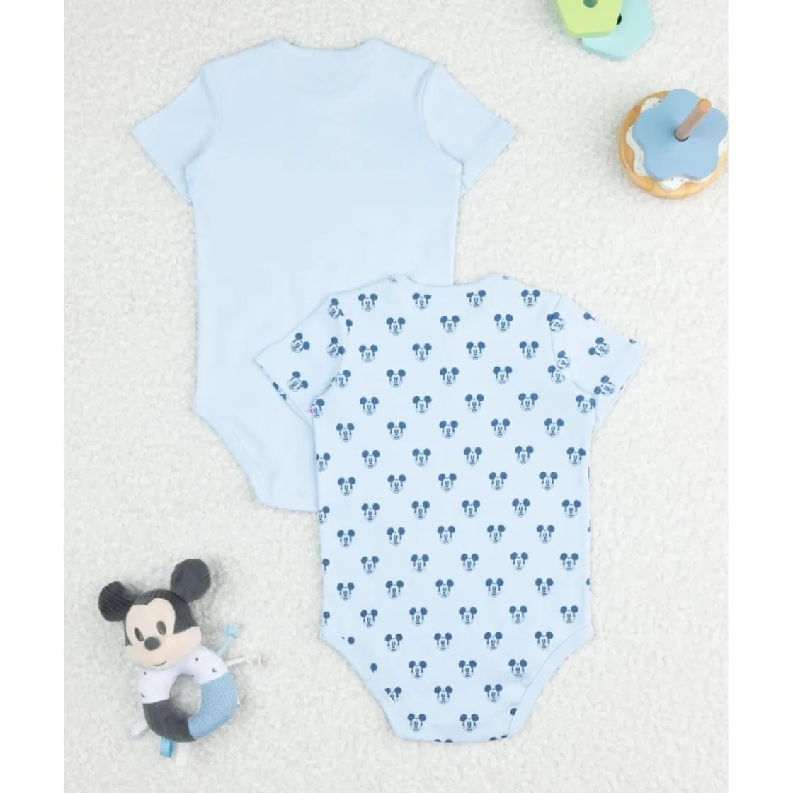 Prenatal Pack 2 bodies bebé azules Disney Mickey* Descanso Y Ropa Interior·Bebé 3-36 Meses
