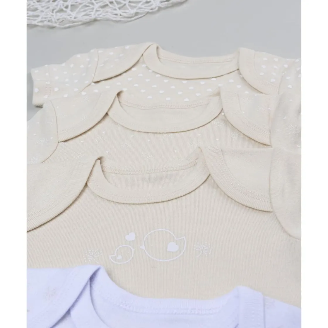 Prenatal Pack 5 bodies de manga corta para niña en beige y blanco* Ropa Y Accesorios·Bodies|Recién Nacido·Ropa Y Accesorios