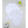 Prenatal Pack 2 bodies de manga larga niño gris y blanco con dinosaurios