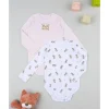 Prenatal Pack 2 bodies de manga larga niña rosa y blanco con ositos