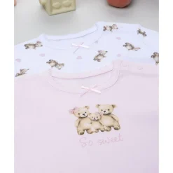 Prenatal Pack 2 bodies de manga larga niña rosa y blanco con ositos