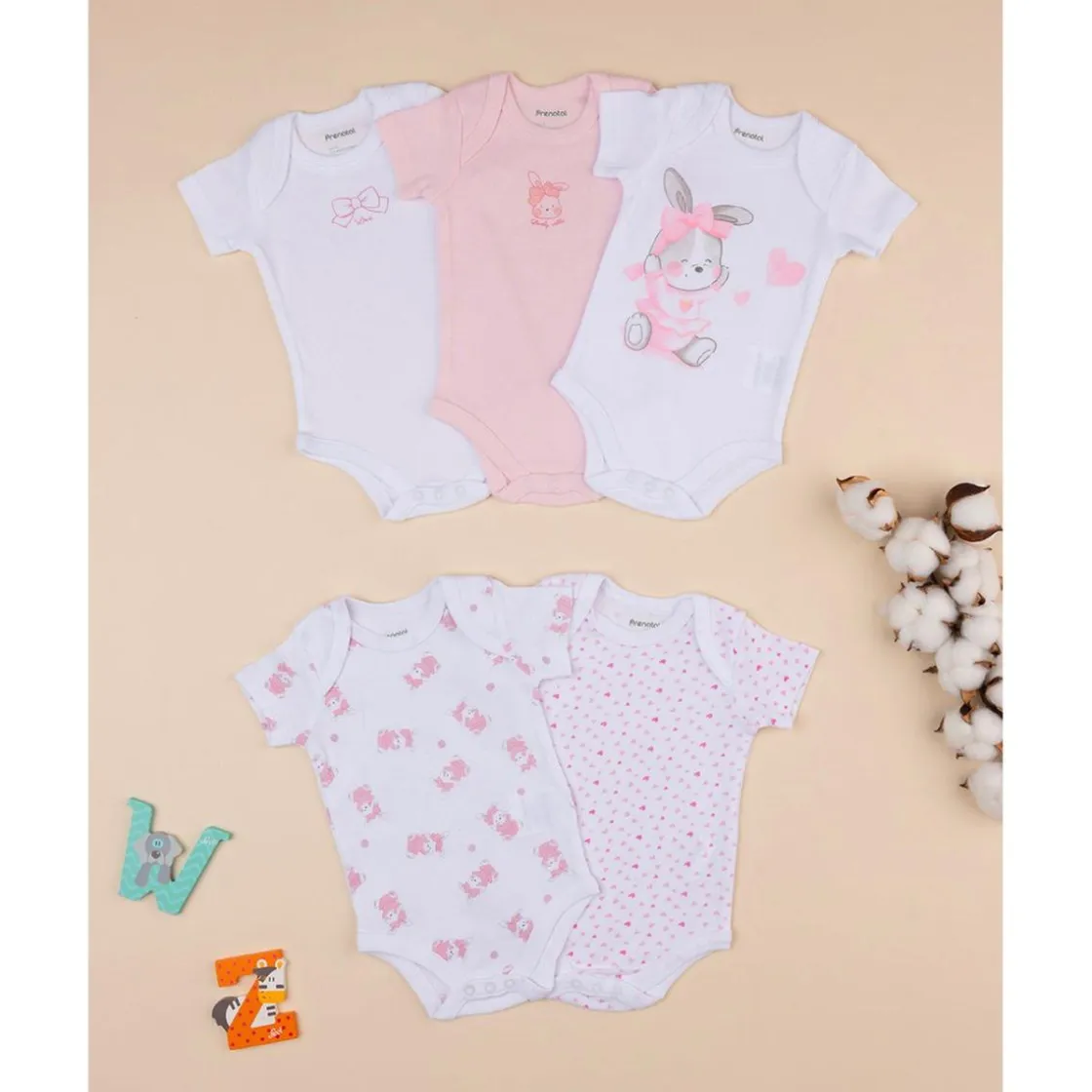 Prenatal Pack 5 bodies manga corta