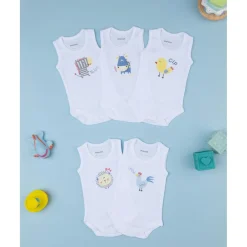 Prenatal Pack 5 bodys blancos con estampado de animalitos* Ropa Y Accesorios·Bodies|Recién Nacido·Ropa Y Accesorios