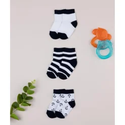 Prenatal Pack 3 Calcetines Bebé Niño Blanco/Azul Bicolor* Calzado Y Accesorios·Accesorios Y Complementos