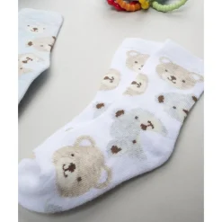 Prenatal Pack 2 calcetines para niño blanco/gris con ositos