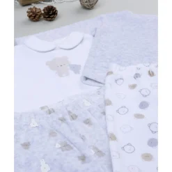 Prenatal Pack 2 conjuntos de bebé en terciopelo blanco y gris