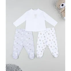 Prenatal Pack 2 conjuntos oso recién nacido blanco/gris