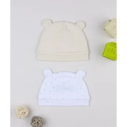 Prenatal Pack 2 gorros de recién nacida en tonos crema y beige