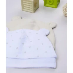 Prenatal Pack 2 gorros de recién nacida en tonos crema y beige