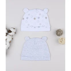 Prenatal Pack 2 gorros de recién nacido en crema y gris con orejitas* Recién Nacido·Primeras Salidas|Primeras Salidas·Gorros, Viseras Y Manoplas